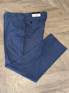 Andrew Marc New York Pants Men's 42 x 33" Suit Pant Stretch Solid Blue NEW